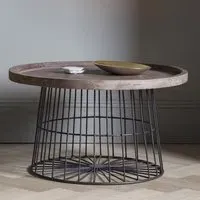 Calvia Coffee Table with Gun Metal Frame - Grey, Wood