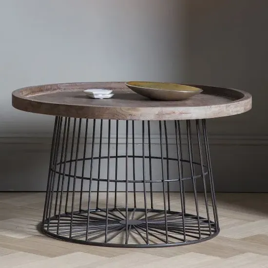 Calvia Coffee Table with Gun Metal Frame - Grey, Wood