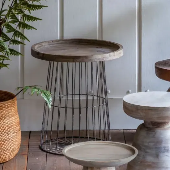 Calvia Side Table with Gun Metal Frame - Grey, Wood image