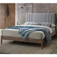 Calvin Double Bed Frame - Light Grey, Velvet