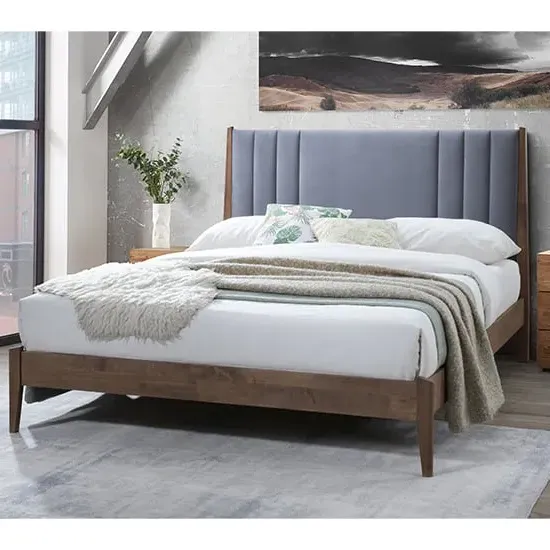 Calvin King Size Bed Frame - Dark Grey, Velvet
