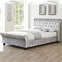 Calvine Double Bed Frame - Grey, Crushed Velvet