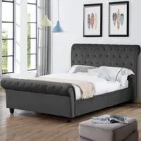 Calvine Double Bed Frame - Smoke, Velvet