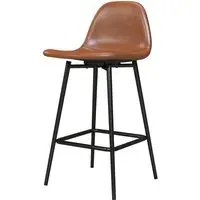 Calving Bar Chair with Black Metal Legs - Camel, Faux Leather
