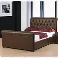 Camacho Double Storage Bed with Gas Lift - Brown, Faux Leather