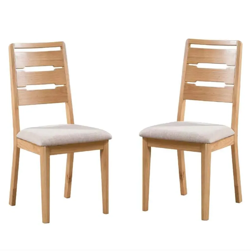 Camber Dining Chair Curved Backrest (Pair) - Oak, Linen product