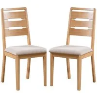 Camber Dining Chairs with Linen Seat, Pair - Waxed Oak alternate view