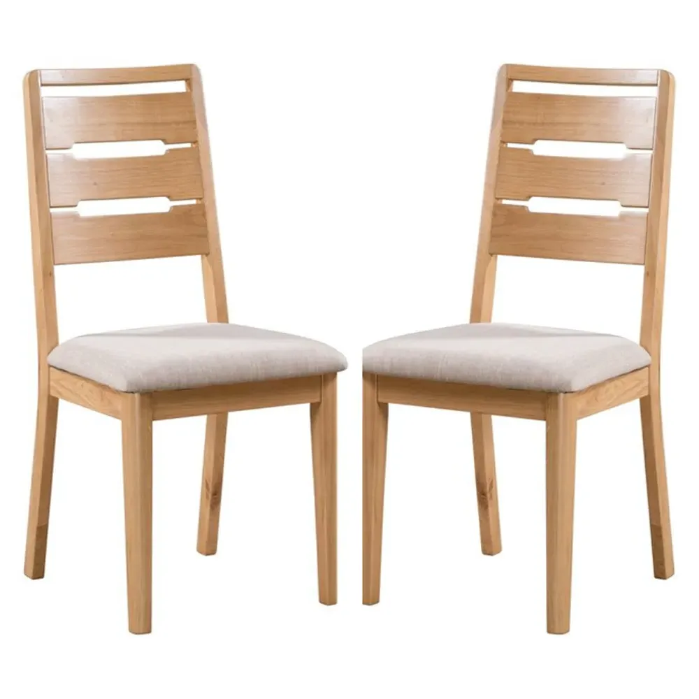 Camber Dining Chairs with Linen Seat, Pair - Waxed Oak product