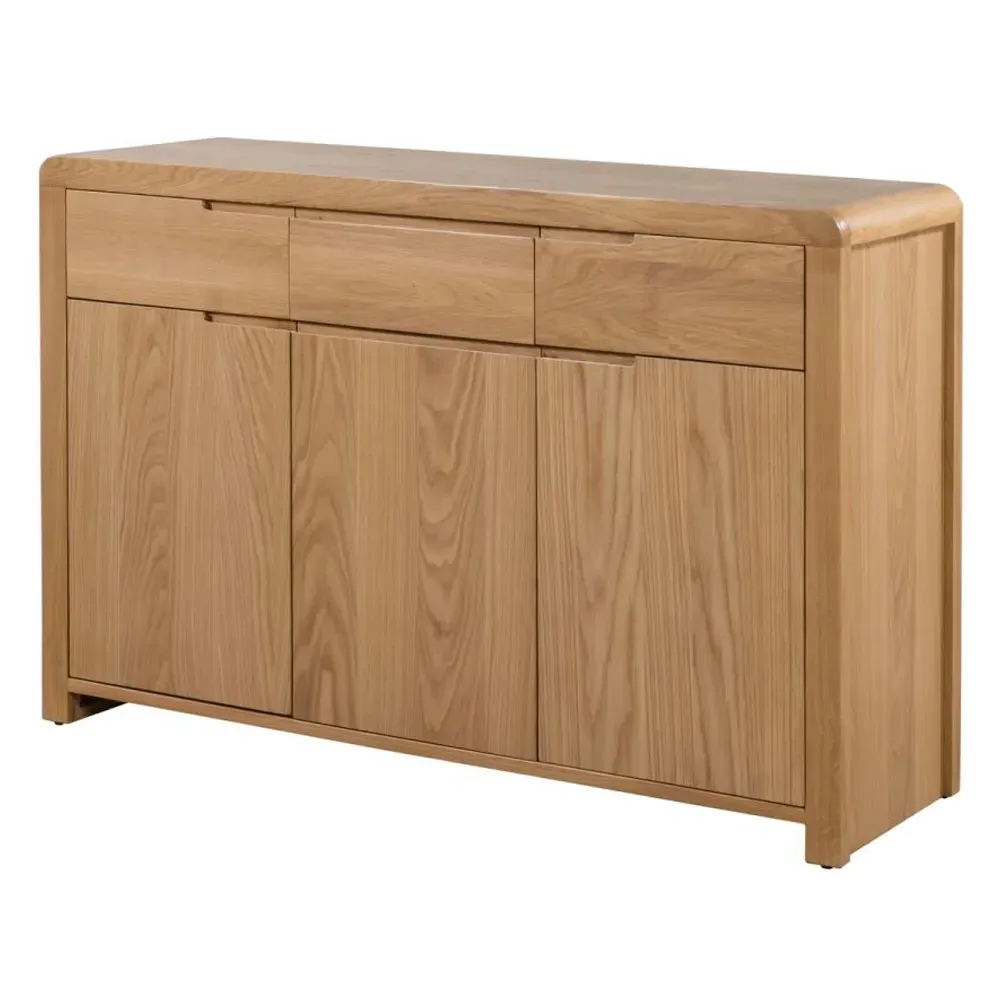 Camber Wooden Sideboard with 3 Doors 3 Drawers - Waxed Oak image