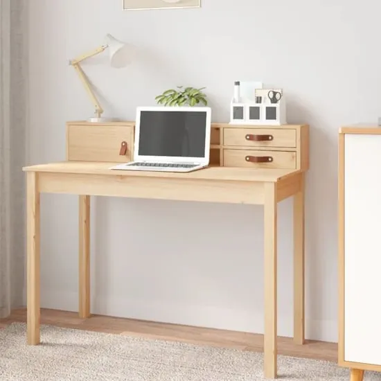 Cambridge Laptop Desk with 1 Door 2 Drawers - Natural, Pine product