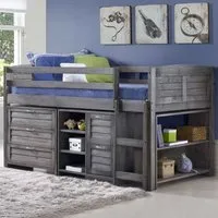 Camden Mid Sleeper Bed with Right Ladder - Dark Grey, Wood