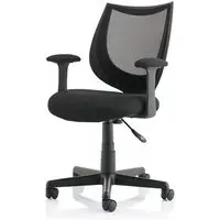 Camden Office Chair with Fixed Arms - Black, Mesh