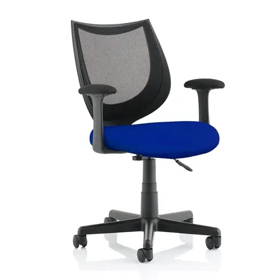 Camden Office Chair with Fixed Arms - Blue, Mesh