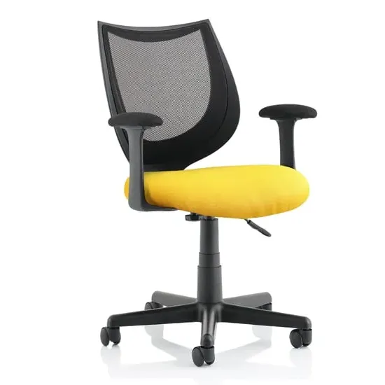 Camden Office Chair with Fixed Arms - Yellow, Mesh