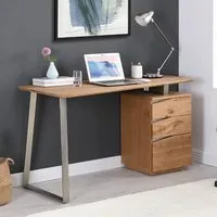 Camelia Computer Desk with 3 Drawers - Knotty Oak