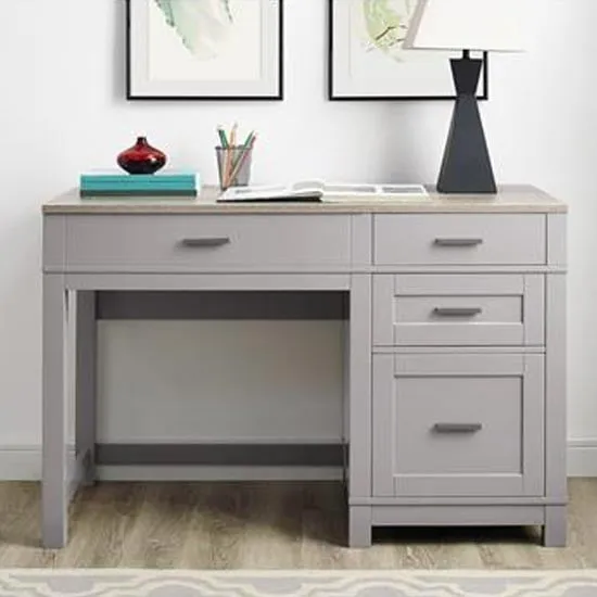 Cameron Lift Top Desk with Storage - Grey, Oak
