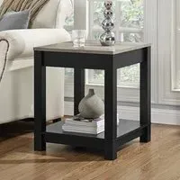 Cameron Side Table with Shelf - Black, Oak
