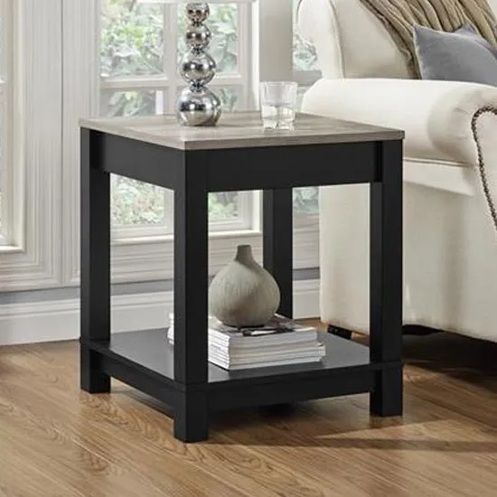 Cameron Side Table with Shelf - Black, Oak image