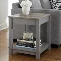 Cameron Side Table with Shelf - Grey, Oak