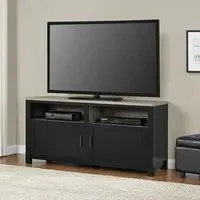 Cameron TV Stand with Storage - Black, Oak