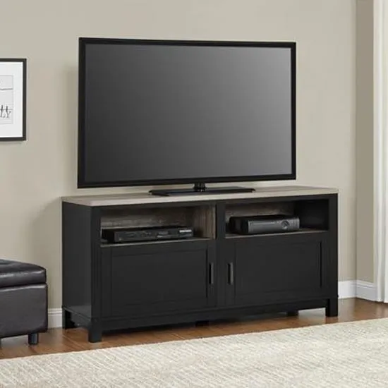 Cameron TV Stand with Storage - Black, Oak