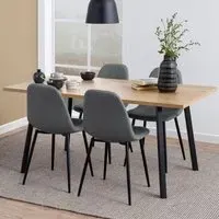 Camino Dining Table with 4 Warren Chairs - Grey, Oak