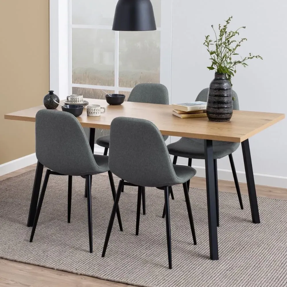 Camino Dining Table with 4 Warren Chairs - Grey, Oak image