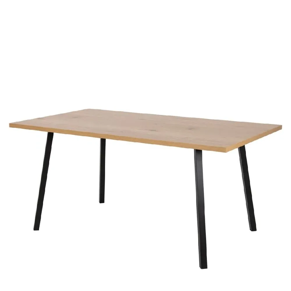 Camino Wooden Dining Table with Black Metal Legs - Oak image