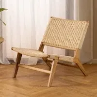 Campbell Wooden Lounge Chair - Off White, Oak