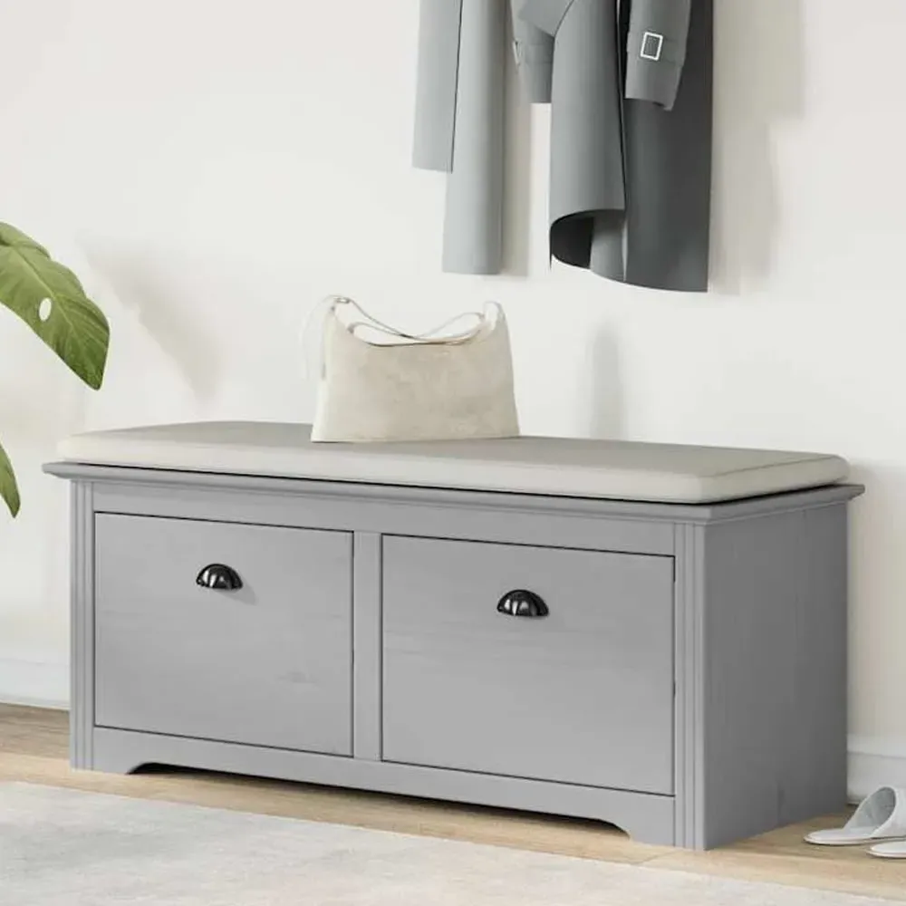 Camrose Hallway Seating Bench with 2 Drawers - Grey, Pinewood image