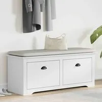 Camrose Hallway Seating Bench with 2 Drawers - White, Pinewood alternate view