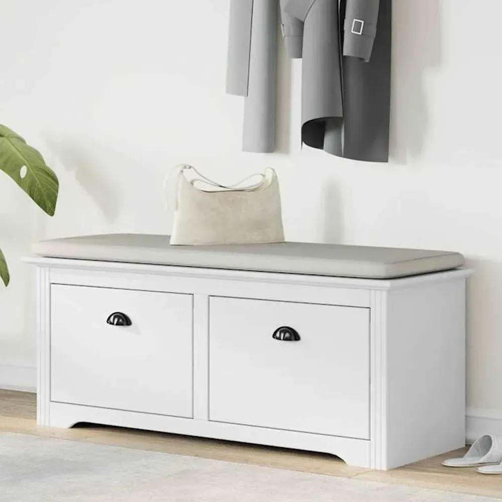 Camrose Hallway Seating Bench with 2 Drawers - White, Pinewood product