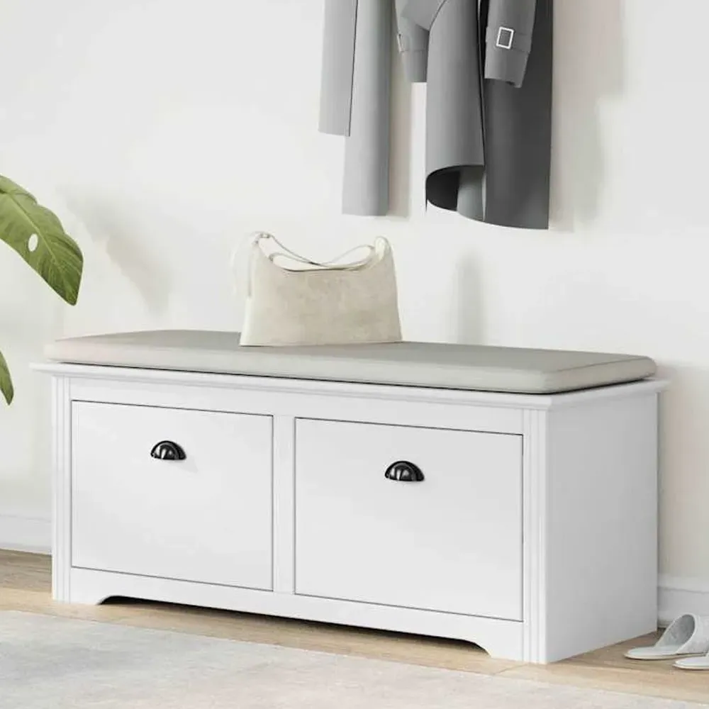 Camrose Hallway Seating Bench with 2 Drawers - White, Pinewood