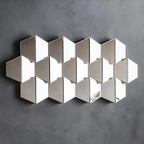 Camrose Hexagonal Bevelled Wall Mirror - Silver, Glass product