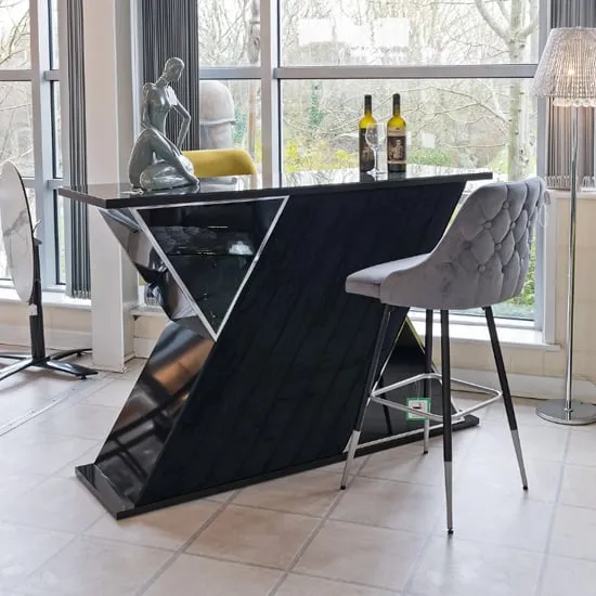 Camrose Home Bar Unit with 3 Shelves - Black image