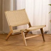 Camrose Woven Rattan Lounge Chair - Off White alternate view