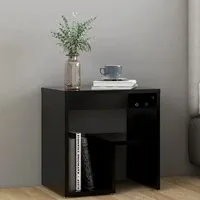 Canaan Bedside Cabinet with Shelf - Black, Engineered Wood