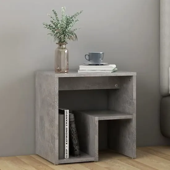 Canaan Bedside Cabinet with Shelf - Concrete Effect image