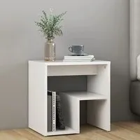Canaan Bedside Cabinet with Shelf - White, Engineered Wood