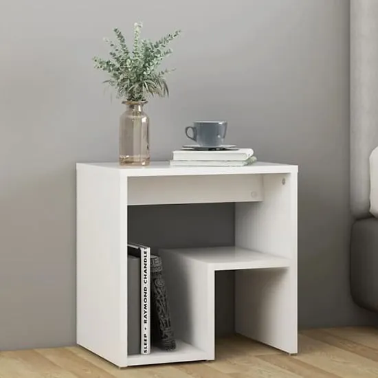 Canaan Bedside Cabinet with Shelf - White, Engineered Wood