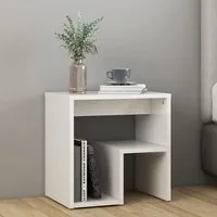 Canaan Bedside Cabinet with Shelf - White, High Gloss