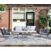 Canbira Rattan Garden Lounge Set with Coffee Table - Grey