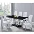 Candice Dining Set with 6 Vesta Chairs - Milano Marble, White