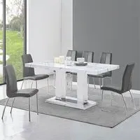 Candice Rectangular Dining Set with 6 Opal Chairs - Grey