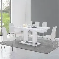 Candice Rectangular Dining Set with 6 Opal Chairs - White