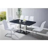 Candice Rectangular Dining Set with 6 Paris Chairs - White