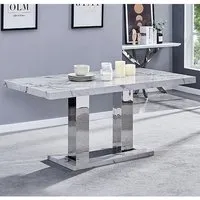 Candice Rectangular Dining Table - White, Diva Marble Effect