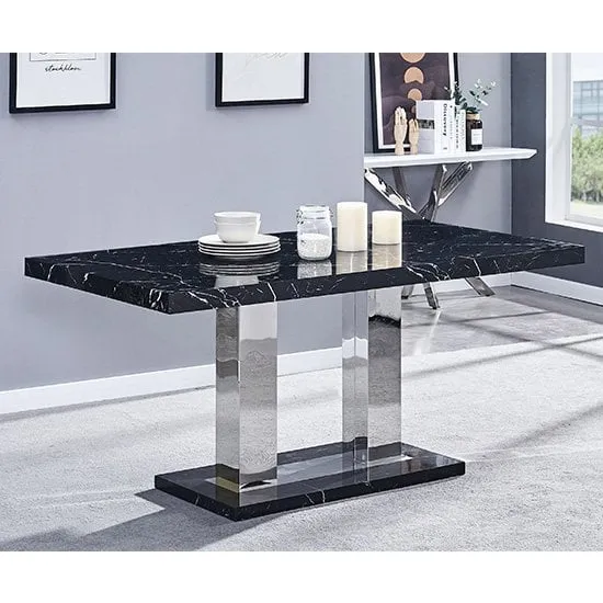 Candice Rectangular Dining Table - White, Milano Marble Effect image