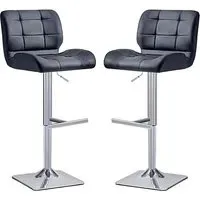 Candid Adjustable Bar Stools with Chrome Base - Black, Faux Leather