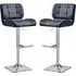 Candid Adjustable Bar Stools with Chrome Base - Black, Faux Leather